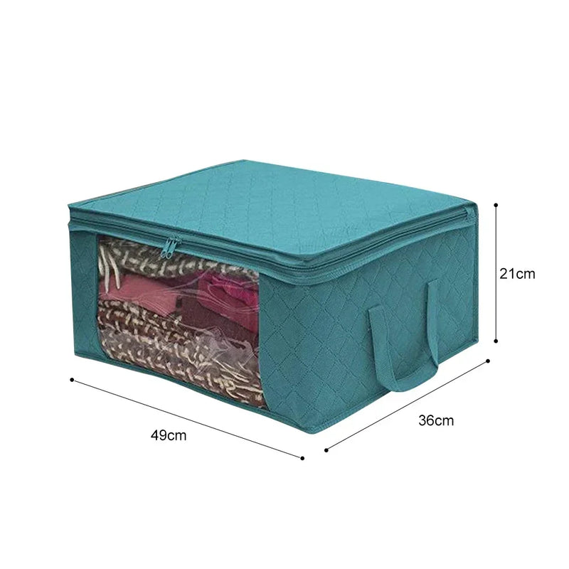 TexturaBox Faltbare Aufbewahrungsbox 49×36×21 cm | Mit Sichtfenster & Reißverschluss | Für Kleidung, Decken & Spielzeug