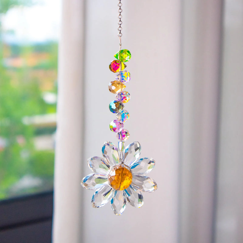 Kristall-Suncatcher LumiMargarita | K9-Daisy-Regenbogenfänger | Fenster- & Gartendeko | 32 cm | Geschenkidee für Zuhause