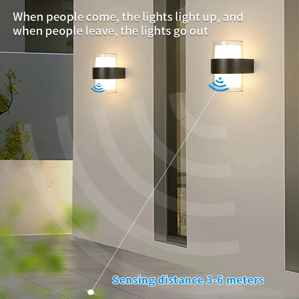 LED Außenwandleuchte AuroBeam | IP66 Wasserdicht | Bewegungsmelder & Dämmerungssensor | 6W / 12W