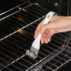 GrillBlitz Grillreinigungsbürste mit V-Haken & Schaber | Multifunktional für Grillrost & Backblech | 18x7 cm