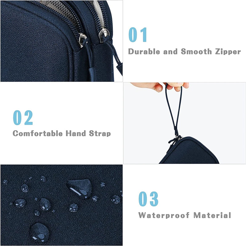 Techviva PackSafe Elektronik Organizer Tasche | 2-lagig & wasserdicht | Für Kabel, Ladegeräte, USB & Zubehör | Kompakt & tragbar