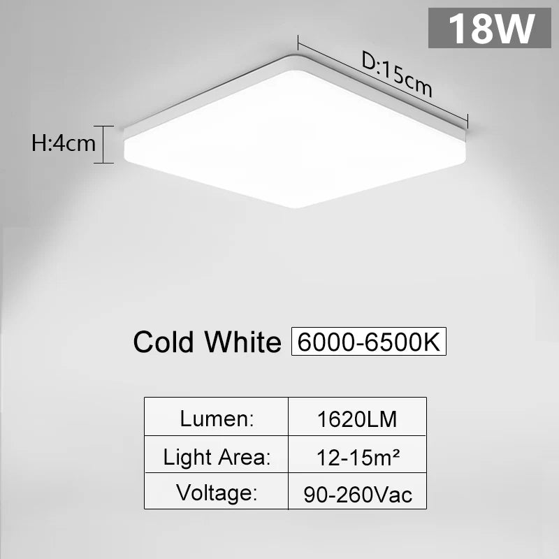 LumiSquare LED Deckenleuchte | Ultra-Flach & Modern | 18W/24W/36W/48W | Warm-, Neutral- & Kaltweiß