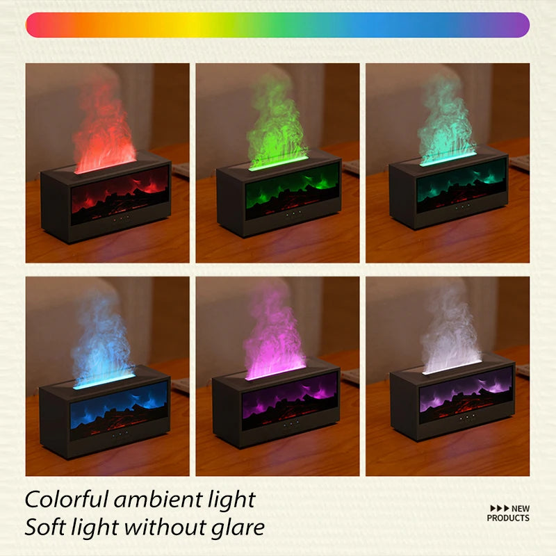 Flamora Kamin Aroma Diffusor | 150 ml Luftbefeuchter mit LED-Flamme & Fernbedienung | Wasserloser Auto-Off Modus | Duftöl Diffuser