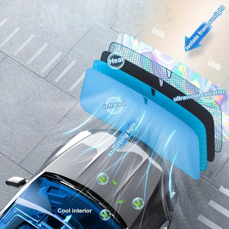 Solarveil Faltbarer Auto-Sonnenschutz | Hitzeschutz mit Lasereffekt | UV-Blocker für die Windschutzscheibe | Reflektierend & Kompakt