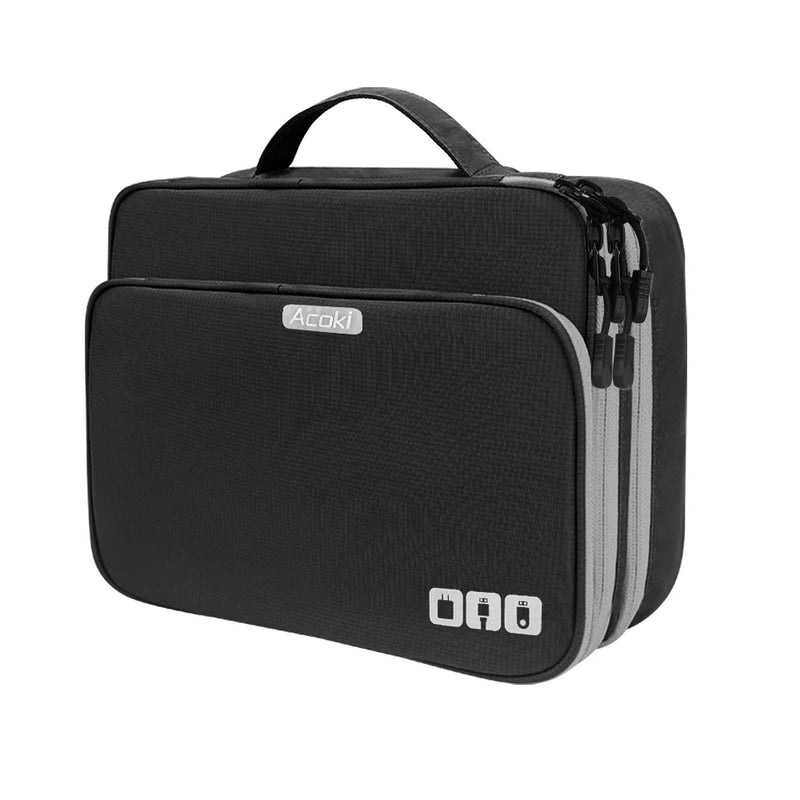 Elektronik-Organizer TECHNIVO LayerPro | 3-Lagige Kabeltasche | Wasserfest & Großes Volumen | Für iPad, Ladegeräte & Zubehör
