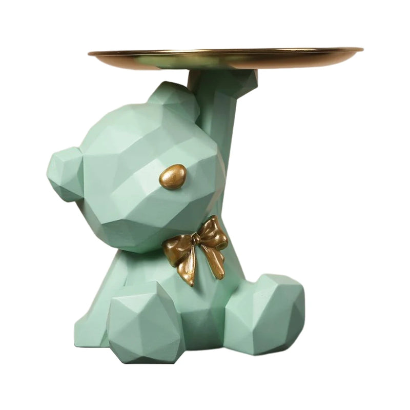 Aufbewahrungsfigur Formubo GeoBear | Geometrischer Bär aus Resin mit Schale | Deko & Ablage in einem | 17,5 × 13 cm