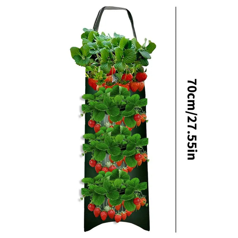 GrünHäng Pflanztasche mit 4/6/8/10 Öffnungen | Hängend & Atmungsaktiv | Für Erdbeeren, Tomaten & Kräuter | Robustes Canvas-Gewebe