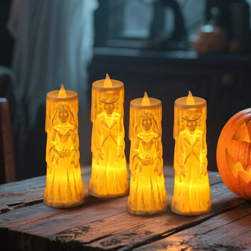 Skelett-Lampe HallowGlow | LED Horror-Kerze | Braut & Bräutigam Figur | Halloween Deko