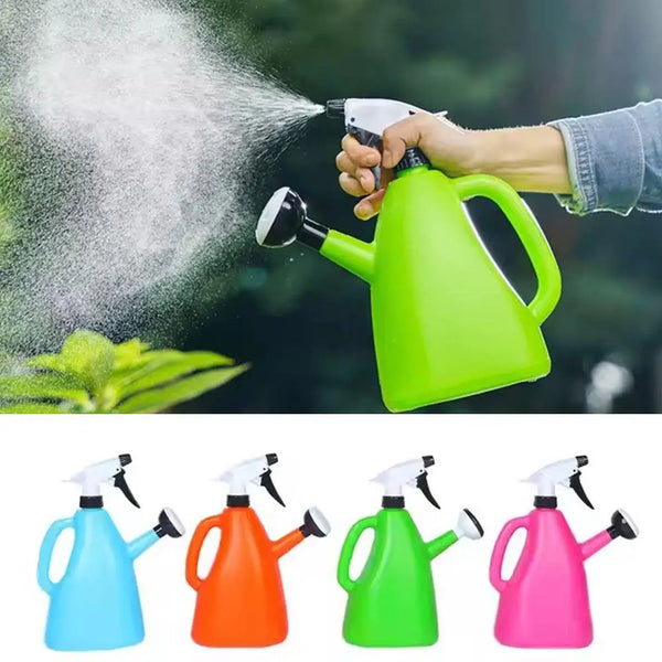 FloraPress Gartensprüher 2-in-1 | Drucksprüher & Gießkanne | 1 Liter | 23×11,8×9,4 cm | Pink/Blau/Orange/Grün