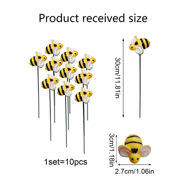 BeeJoy | 10er-Set Gartenstecker Bienen | Metall-Deko für Garten, Beet & Balkon | Frühlings- & Sommer-Dekoration