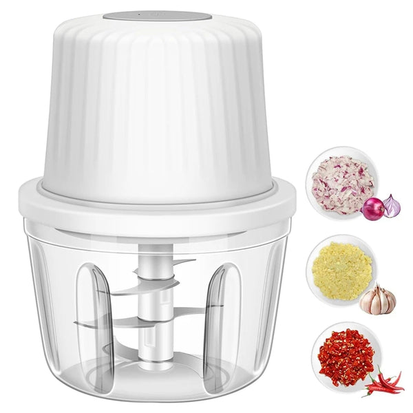 Chopilo MiniPro 400  Elektrischer Knoblauch- & Gemüseschneider 400 ml | 6 Edelstahlklingen | USB-Aufladung | Wasserdicht & Tragbar