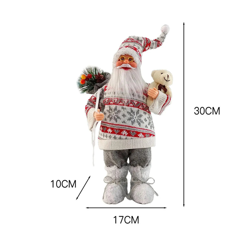 Weihnachtsfigur MerryClaus | Sitzender & Stehender Weihnachtsmann | 30 cm Dekofigur | Für Tisch, Kamin & Baumdekoration