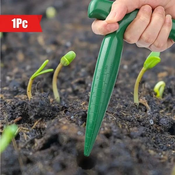 TerraFix Pflanzloch-Marker | Mit Tiefenskala & Saatgutspender | Leicht & Präzise | Für Samen, Zwiebeln & Setzlinge