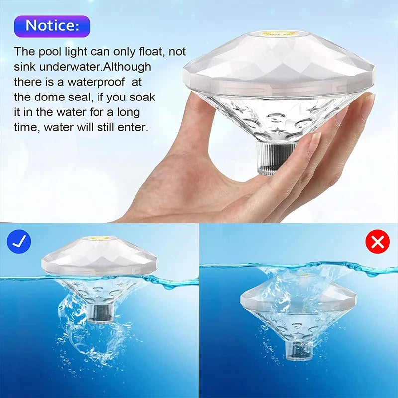 Schwimmende LED-Unterwasserleuchte AquaLuma | RGB Farbwechsel | IP67 Wasserdicht | Für Pool, Badewanne & Party