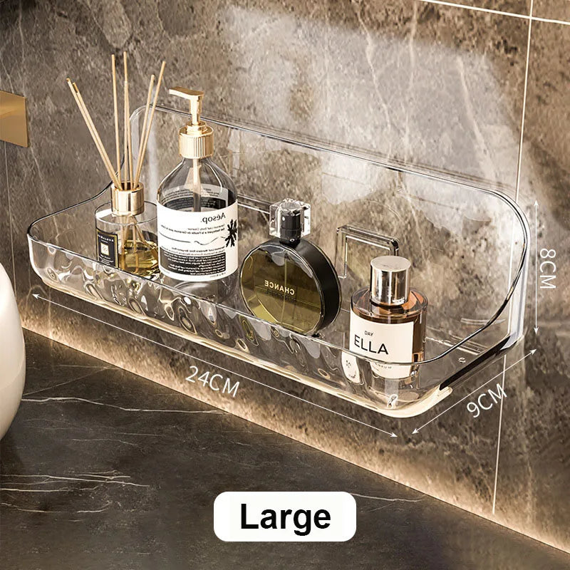 Clario WallClear Wandregal Transparent | Acryl Regal Ohne Bohren | Für Bad & Küche | Starke Haftung & Abnehmbar