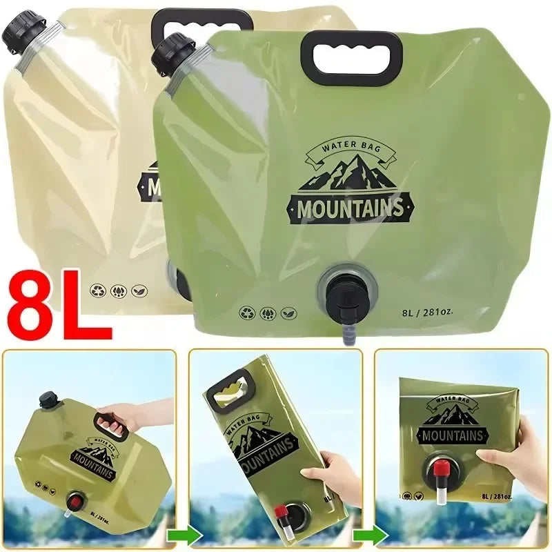 HydraPakx Faltbare Wassertragetasche 8 L | Mit Griff & Ausgießer | Für Camping, Wandern & Outdoor
