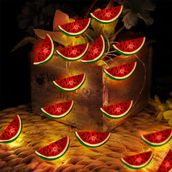 MelonGlow Wassermelonen Lichterkette | 20 LEDs | Batteriebetrieben & Bunt | 2 Meter | Sommer-Deko für Garten & Party
