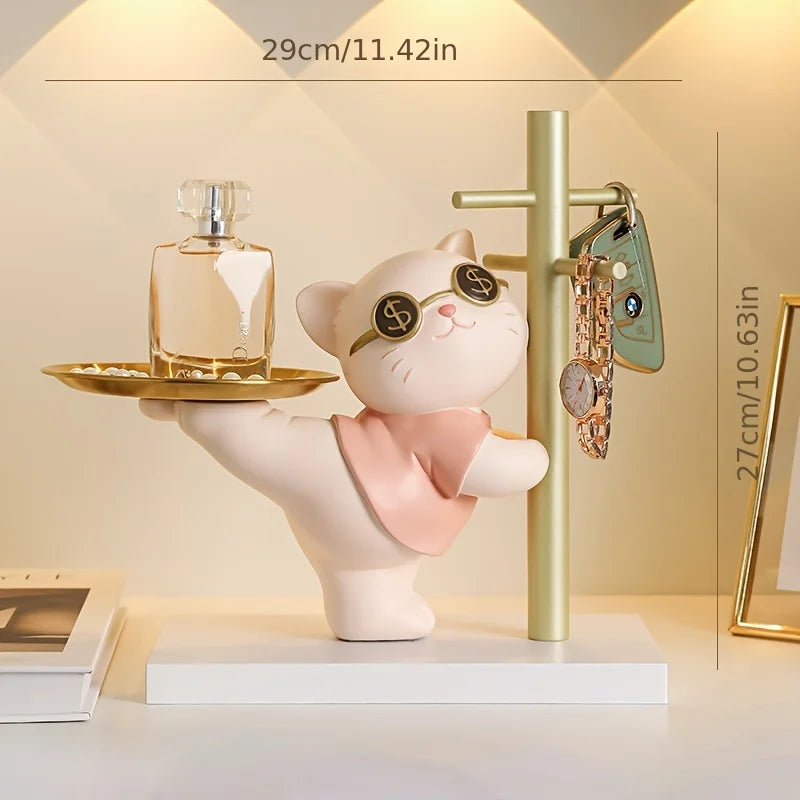 Charmoko Deko-Aufbewahrung mit Glücksbringer | LuckyCat & LuckyRabbit | Schmuck- & Schlüsselablage | Stilvolle Wohnaccessoires