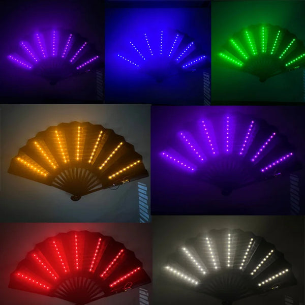 LED Faltfächer LumiFan | Leuchtender Tanzfächer | Glow-in-the-Dark Party Accessoire | Für Festival, Halloween & Shows