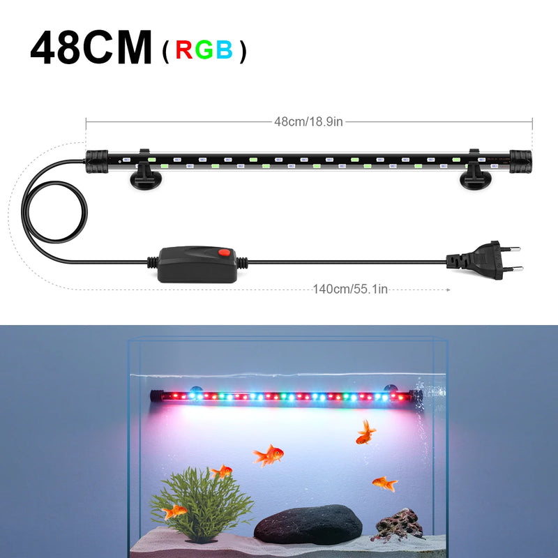 Aquanova LED-Aquariumlampe | Wasserdicht & Eintauchbar | Pflanzenwachstum & Fischfarben | 18–58 cm