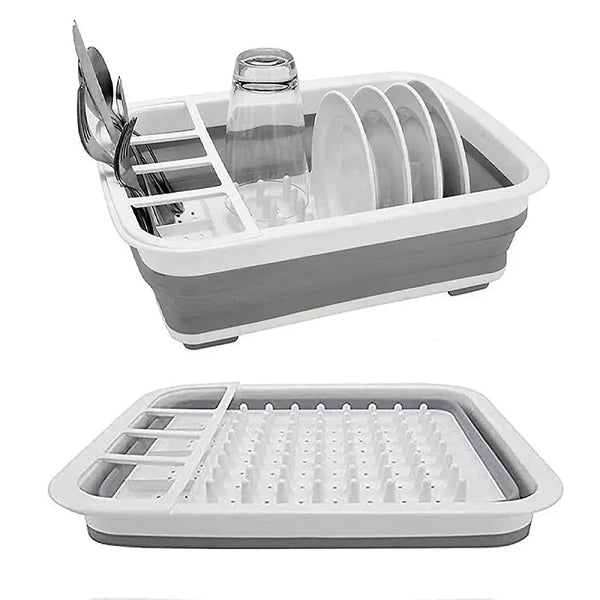 TrockniQ Faltbares Abtropfgestell Küche | Geschirrständer mit Wasserablauf | Platzsparend & Waschbar | Modernes Design aus Kunststoff