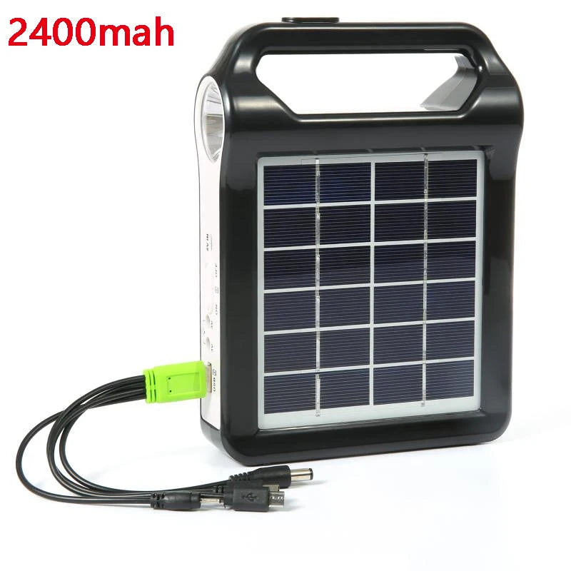 SunergyKit Tragbares Solar-Generator-Set | 15 W mit Akku & LED-Lampe | USB-Ladefunktion | Für Camping, Notbeleuchtung & Outdoor | 20,5 × 15 × 5 cm