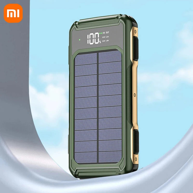 Solar Powerbank Voltora 200K | 200.000mAh | 4-in-1 Kabel | Schnellladung & Notfall-LED | Für iPhone & Samsung