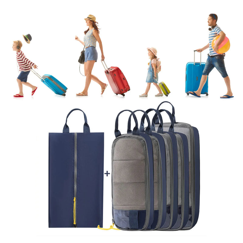 OrdinaBag Reise-Organizer Set | Kompressions-Taschen für Kleidung & Kosmetik | Platzsparend & Reißfest | Oxford-Stoff