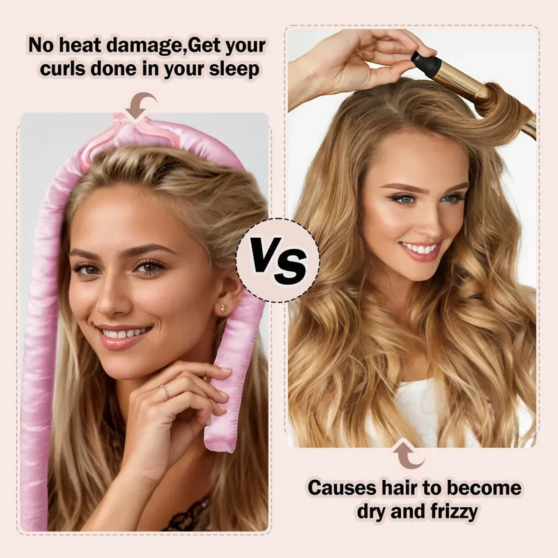 Hitzefreies Lockenband Curleva Soft | 100 cm Schaumstoffstab | Für Natürliche Locken Über Nacht | Ohne Haarschäden