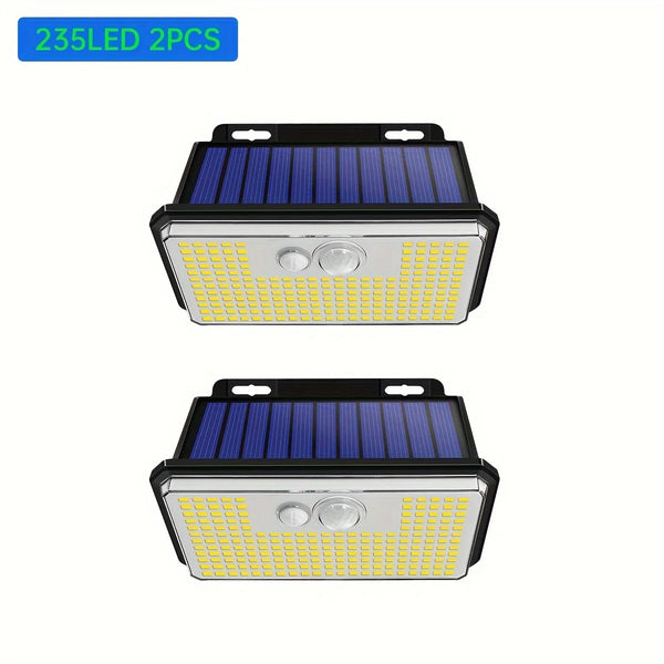 LumaSecure 197 Solar Wandleuchten Set | 2 Stück | 197 LEDs | 3 Modi | IP65 Wasserdicht | Bewegungsmelder | Außenbeleuchtung für Garten, Hof & Terrasse