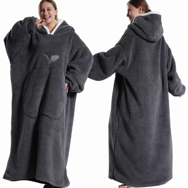 CozyHaven Übergrößen Kapuzendecke | Flauschige Sherpa Wearable Blanket mit Ärmeln & Tasche | 140 cm | Unisex Winter Kuscheldecke