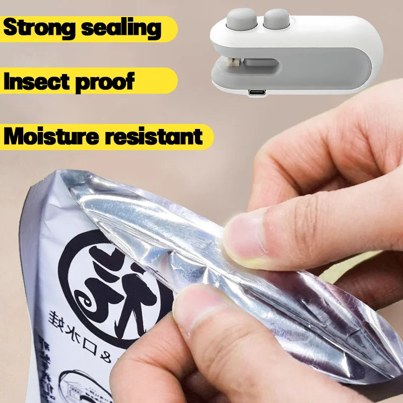 SealMate Mini Handlicher Folienschweißer | Tragbar & wiederaufladbar | 2-in-1 Versiegeln & Schneiden | Mit Magnet & USB-Ladekabel