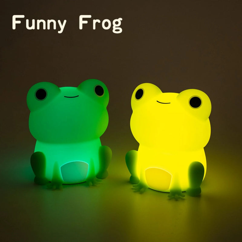LumoFrosch Kinder Nachtlicht Frosch | Weiches Silikon | Farbwechsel & Timer | Wiederaufladbar