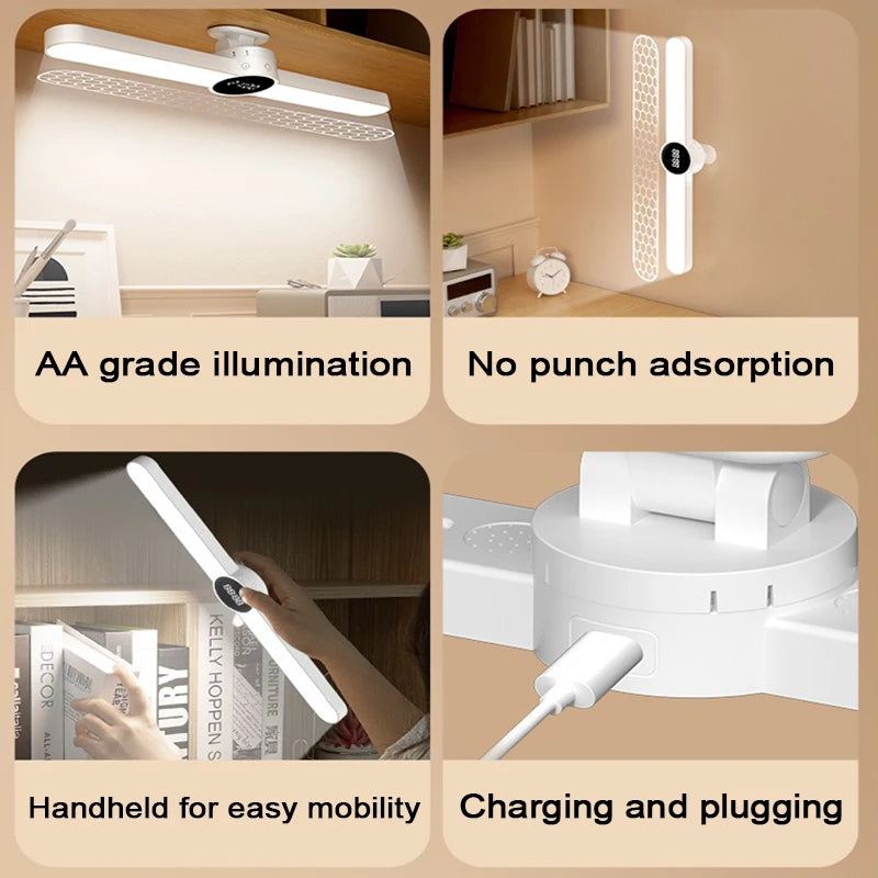 LED-Schreibtischlampe ClarioMag | Mit Uhr & Wecker | Magnetisch & USB-Aufladbar | Stufenlos dimmbar | 35 cm