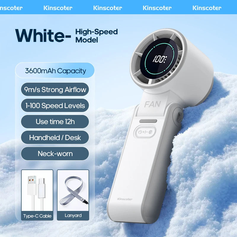 CoolityGo Handventilator mit Ice-Cool-Technologie | 100 Geschwindigkeitsstufen | 3600mAh Akku | Faltbar & Ultraleicht