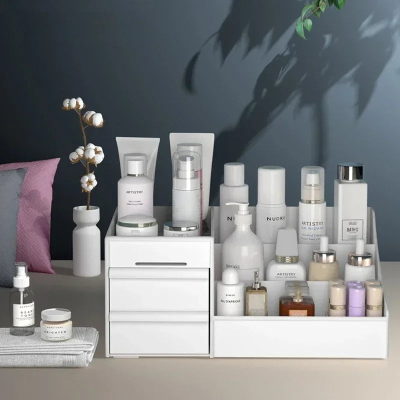 Cosmevo Kosmetik-Organizer mit Schubladen | Kompakte Schminkaufbewahrung für Bad & Schminktisch – Weiß, mobil & leicht zu reinigen