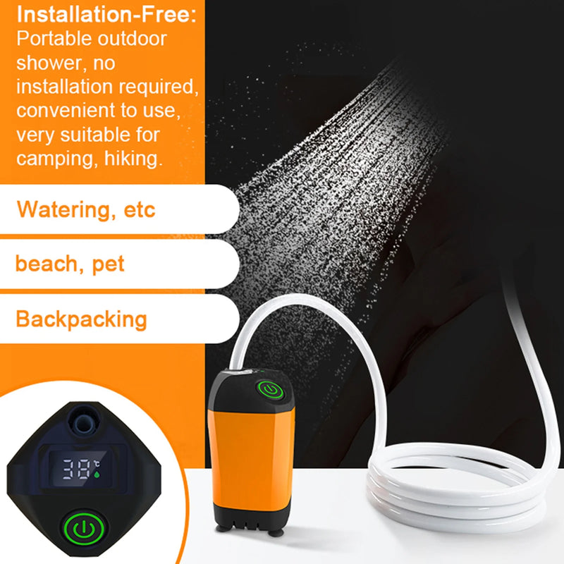 Campurion Camping Dusche Tragbar | Elektrische Outdoor Dusche mit Pumpe | IPX7 Wasserdicht | 4800mAh Akku | Für Camping, Wandern & Reisen