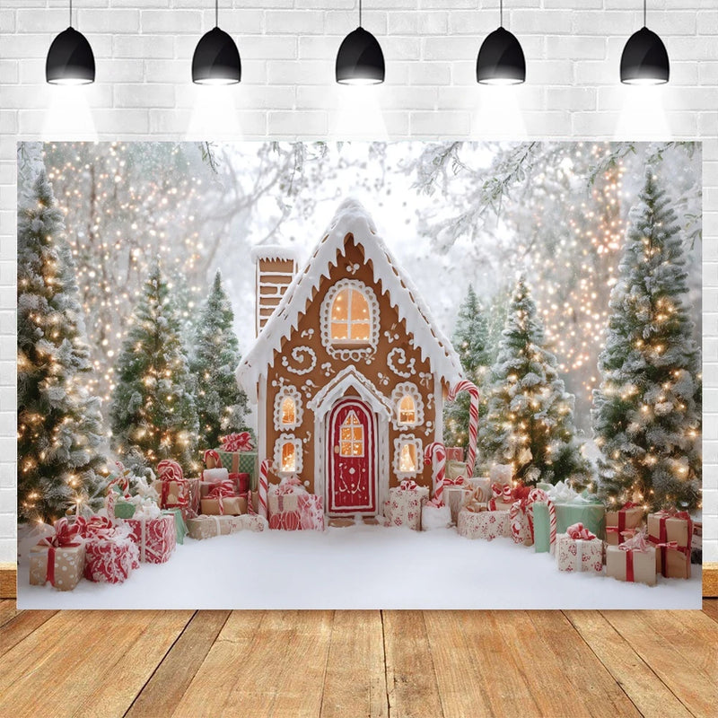 Festivella | Weihnachts-Fotohintergrund | Lebkuchenhaus & Schneelandschaft | Kinder & Familien Shooting Deko | Polyester/Vinyl | 300×200 cm