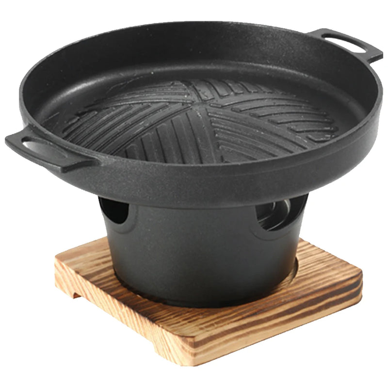 Hinoyaki Japanischer Mini-Grill mit Alkoholbrenner | Tragbarer Tischgrill ohne Rauch | Kompakt & beschichtungsfrei | Für Camping & Balkon