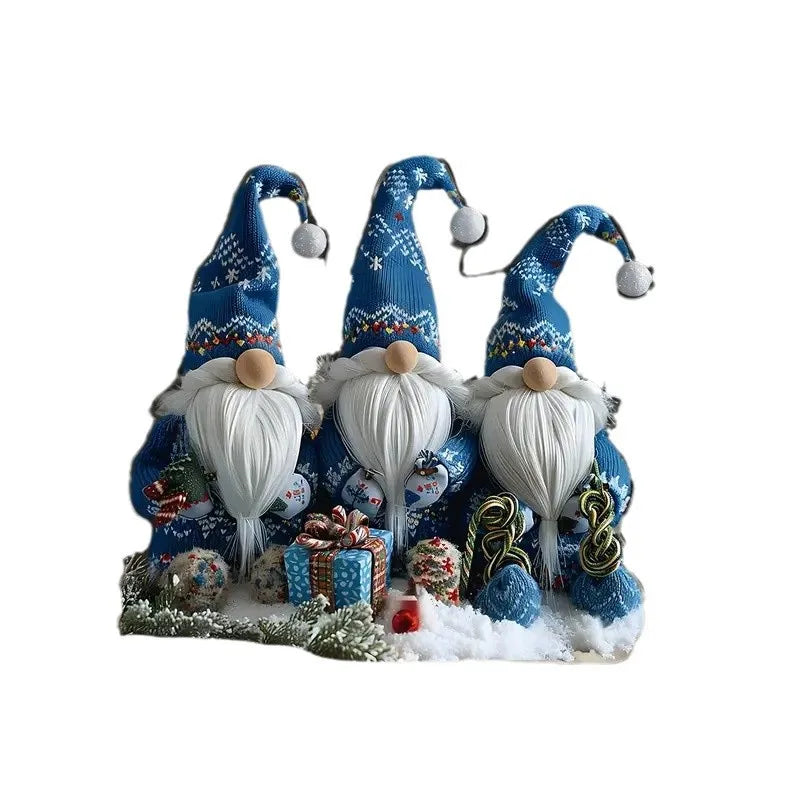 GlasNordic Weihnachtswichtel Deko | Acryl Tischfigur 18 cm | 3 Gnome in Blau | Festliche Dekoration für Wohnzimmer, Küche & Büro