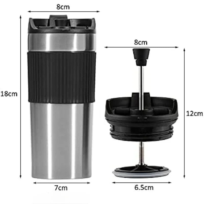 BrewMate Go | Isolierte French Press To-Go | 420 ml | Edelstahl | Doppelwandig & Auslaufsicher