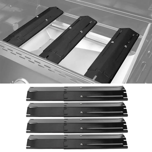 Grillpanzer Verstellbares Hitzeschild für Gasgrills | Ersatz-Thermoplatten aus Emaille | 2/4 Paar Set | Universal einstellbar 30–56 cm