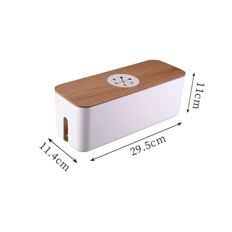 Kabelbox OrgaWood | Schreibtisch Organizer aus Holz & Kunststoff | Für Ladegeräte, Kabel & Zubehör | 29,5×11,4×11 cm