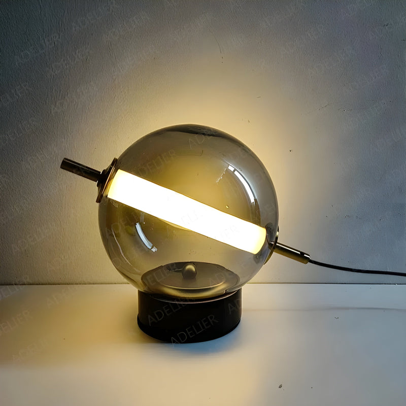 Luméroa Glaskugel Tischlampe | Retro Design | Warmes LED-Licht | Glas & Eisen | Ø 20 cm
