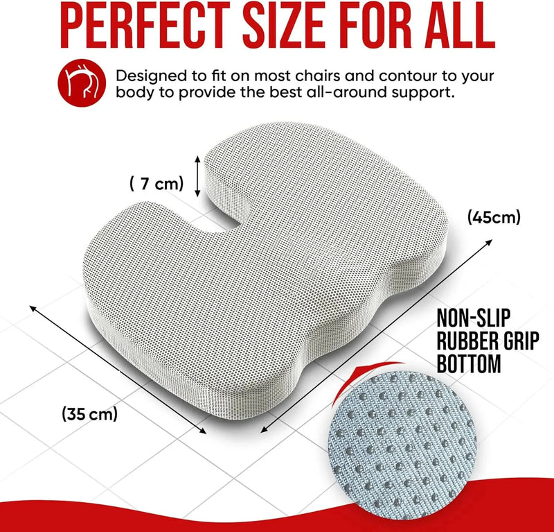 Ergonomisches Sitzkissen | Memory Foam | Abnehmbarer Bezug | Für Büro, Studium & Zuhause
