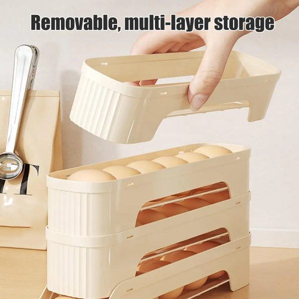 Eierbox RolloMaxx | 4-stöckiger Eier-Organizer | Platzsparend & Selbstrollend | Transparentes Design