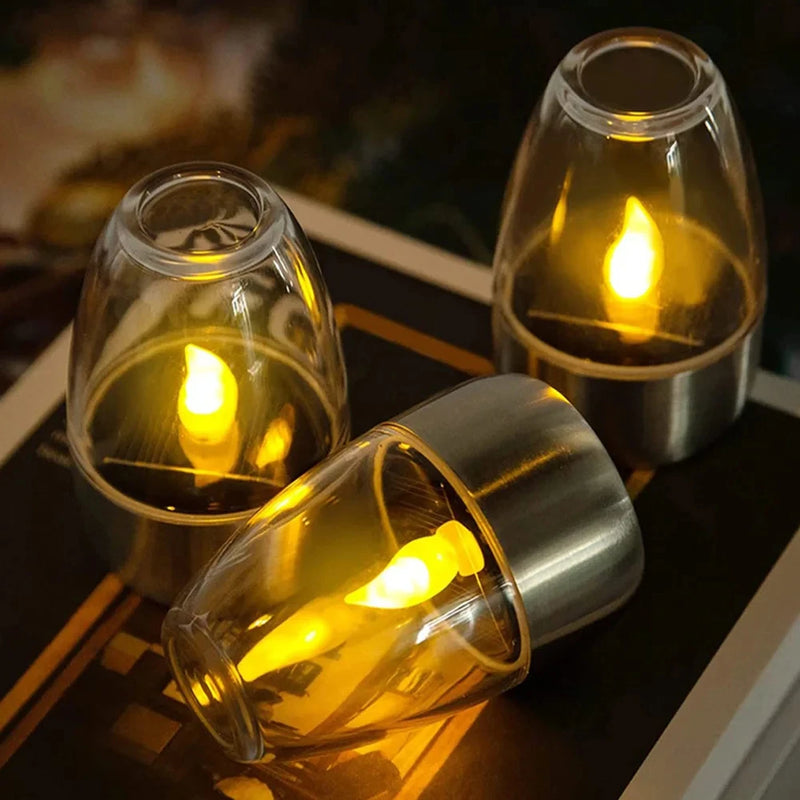 SolarFlair Edelstahl Solar-Kerzenlicht | Warmweißes LED-Licht | Für Garten, Terrasse & Balkon