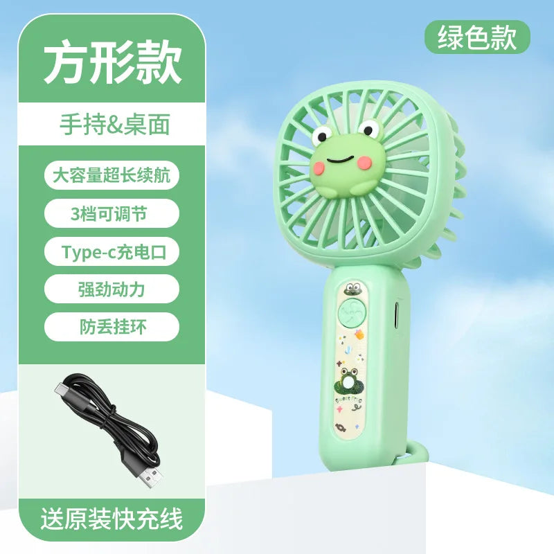 Mini-Handventilator BreeziPop | USB-Aufladung | Leise & Tragbar | Süßes Cartoon-Design