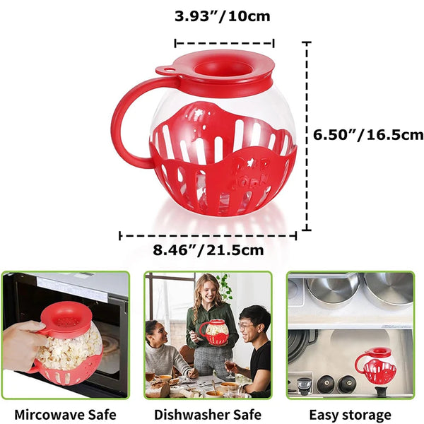 Popurella Mikrowellen-Popcornbereiter aus Borosilikatglas | Hitzebeständig & Wiederverwendbar | 1-teilig | ca. 400 g