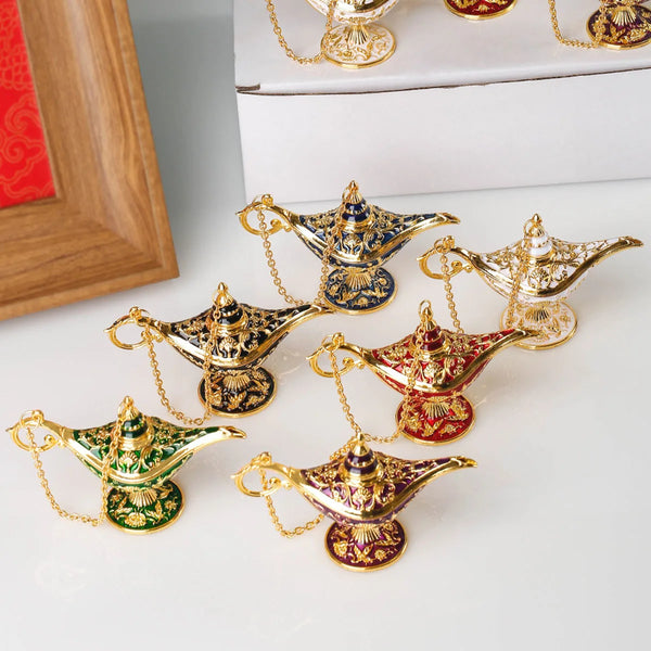 LumiGenie | Vintage Aladdin-Lampe | Metall Dekofigur im Europäischen Stil | Orientalisches Wohnaccessoire
